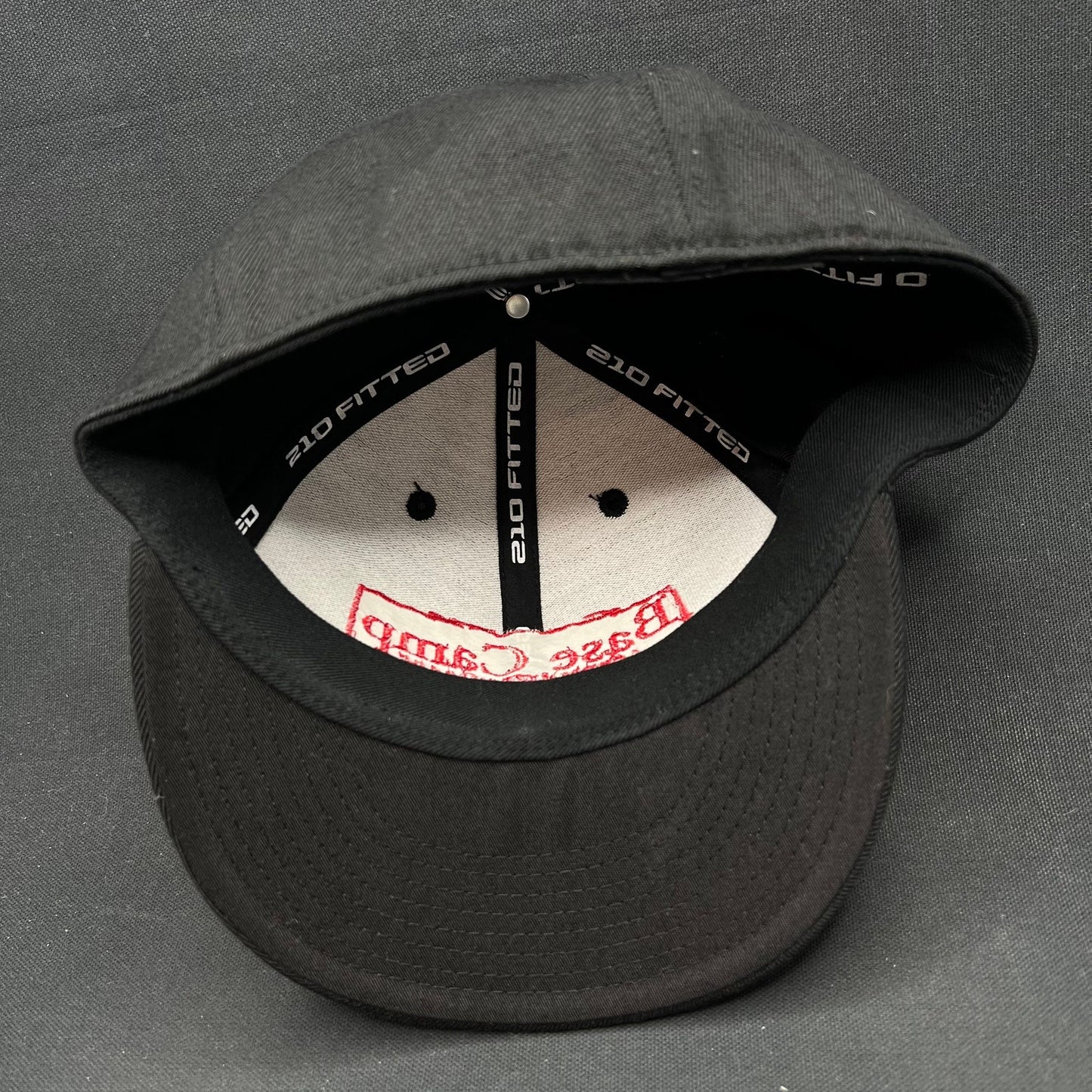 7 5/8 Base Camp Aspen Snowmass Hat Flexfit 210 Fitted Black Red Logo Cap