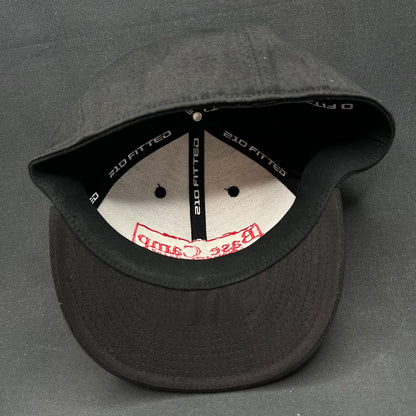 7 5/8 Base Camp Aspen Snowmass Hat Flexfit 210 Fitted Black Red Logo Cap