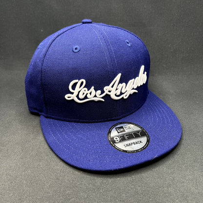 Los Angeles Dodgers Script Logo New Era 9FIFTY Snapback Hat Royal Blue MLB NWT