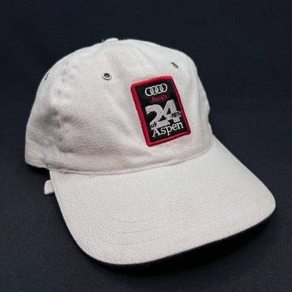 Vintage Audi 24 HRS of Aspen Strapback Hat White Racing Cap