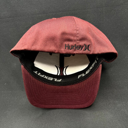 Hurley Flexfit S/M Burgundy Black Logo Stretch Fit Hat