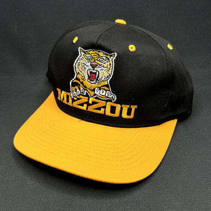 Vintage University of Missouri Mizzou Tigers Snapback Hat Black Yellow 90s