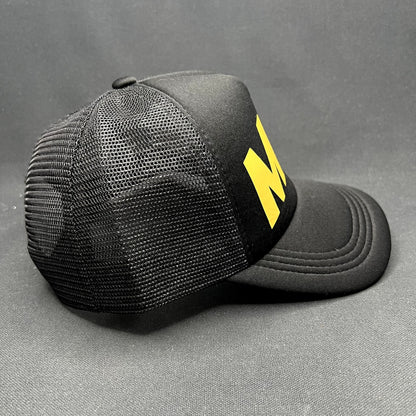 Milo Trucker Snapback Hat Black Yellow Foam Mesh Cap