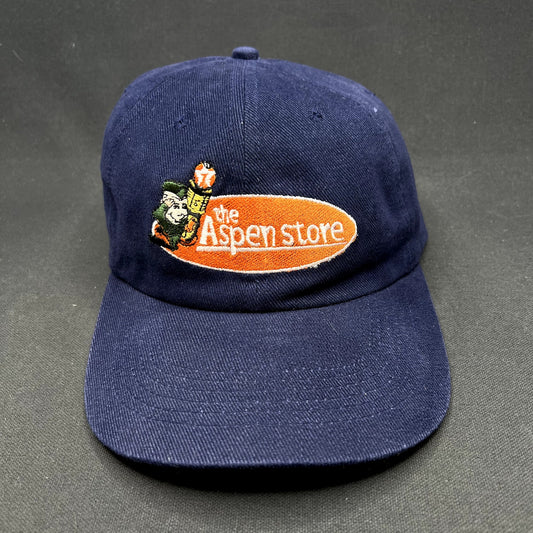 Vintage 90s The Aspen Store Strapback Hat Navy Colorado Souvenir Ski Cap