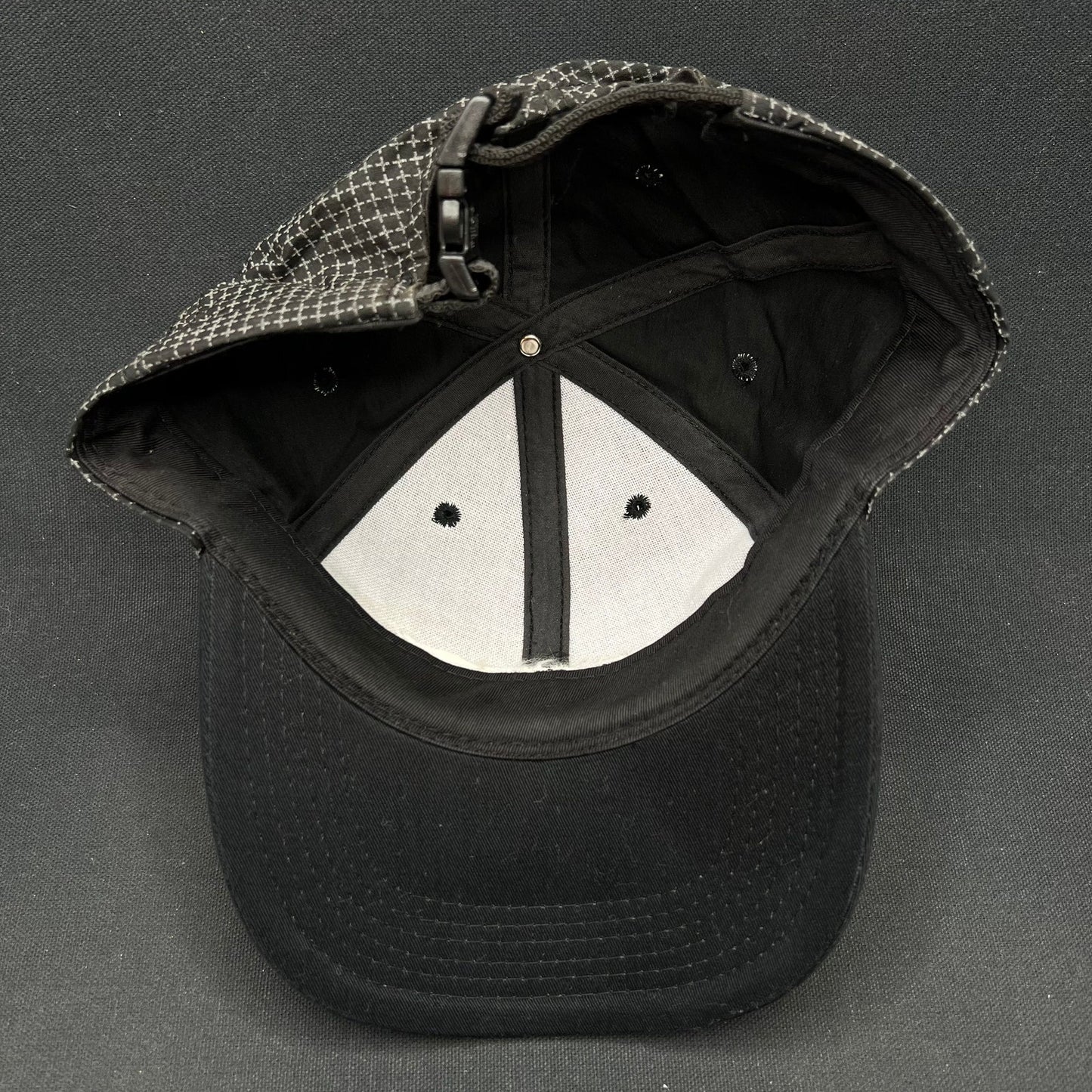 Vintage No Fear Strapback Hat Black Crosshatch Logo 90s USA