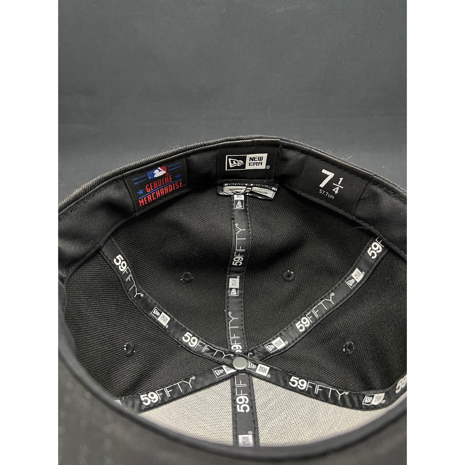 LA Dodgers Black White Script New Era 59FIFTY Fitted Hat New Era MLB 7¼
