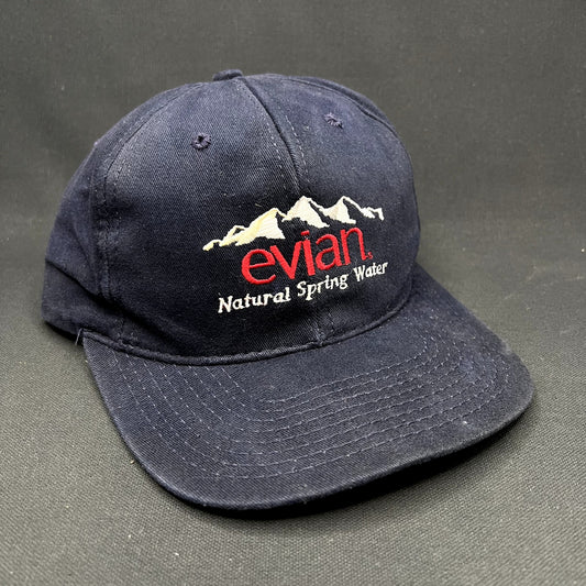 Vintage Evian Natural Spring Water Strapback Hat USA Made