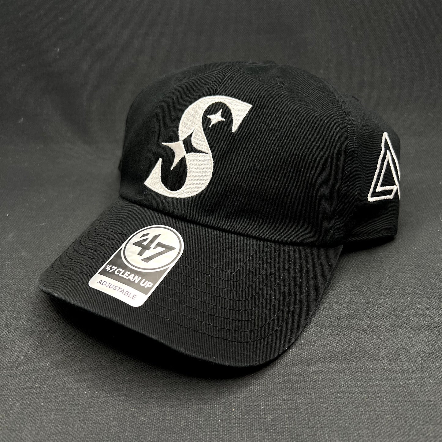 47 Brand Black “S” Strapback Hat Clean Up Adjustable Cap