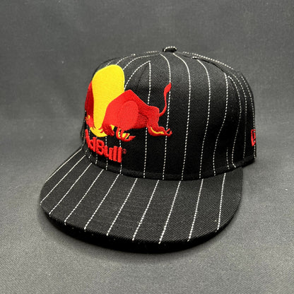 New Era 59FIFTY Red Bull Pinstripe Fitted Hat Black White Size 7 1/4