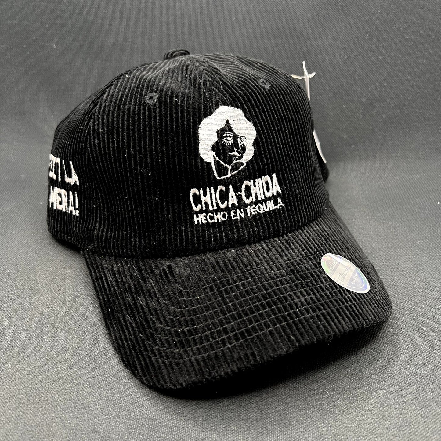 Chica~Chida Hecho en Tequila Black Corduroy Strapback Hat KBETHOS Classics NWT