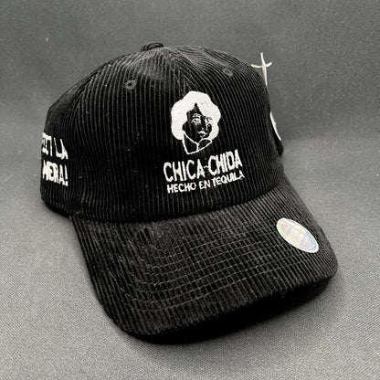 Chica~Chida Hecho en Tequila Black Corduroy Strapback Hat KBETHOS Classics NWT