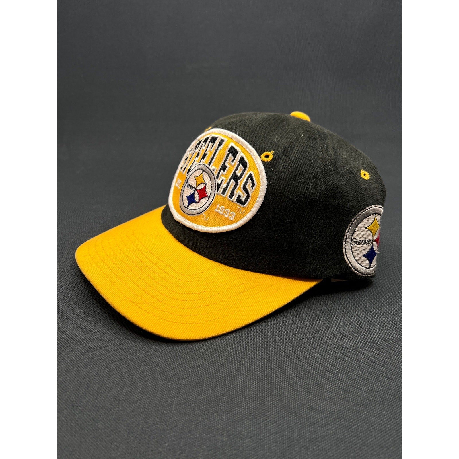 Vintage Pittsburgh Steelers Nutmeg Mills Snapback Hat – Black/Gold