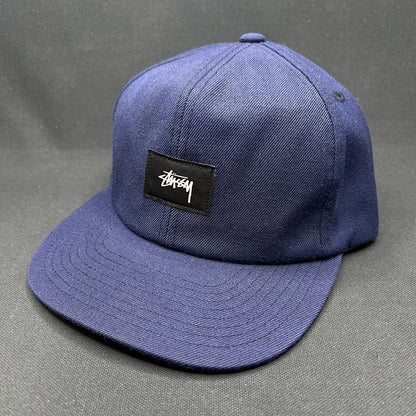 Stussy Box Logo Strapback Hat Navy Minimal Streetwear Cap