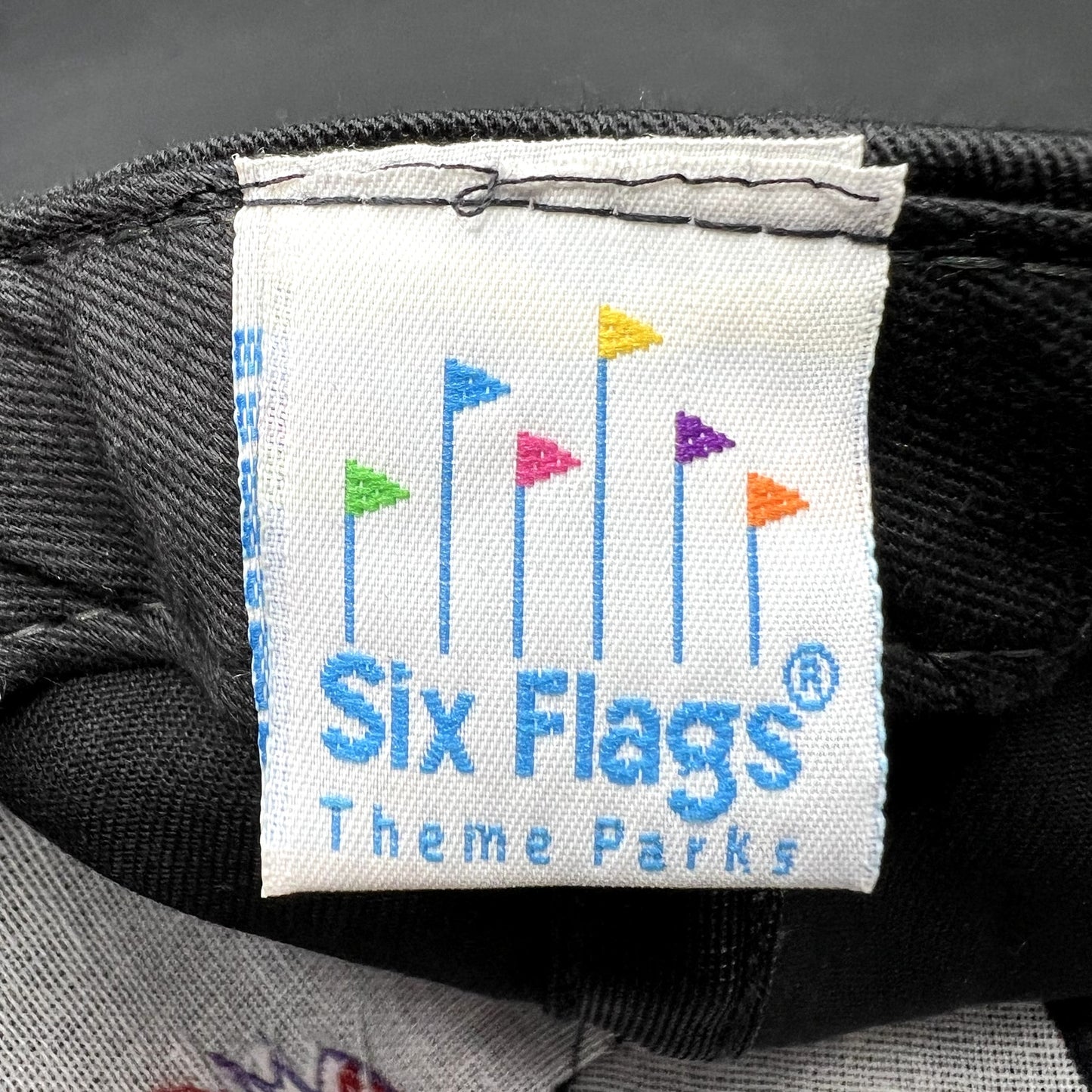 Vintage 90s Six Flags Thrill Seeker Snapback Hat Black USA