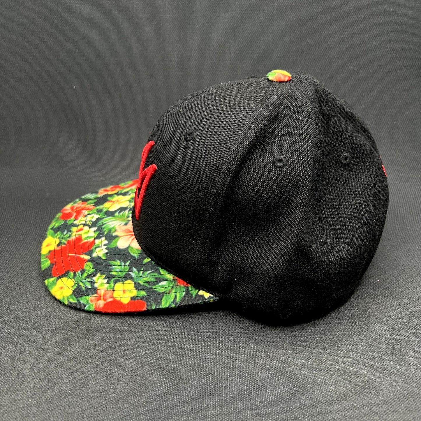 Mammoth Mountain Tropical Floral Brim Snapback Hat Black Resort Cap