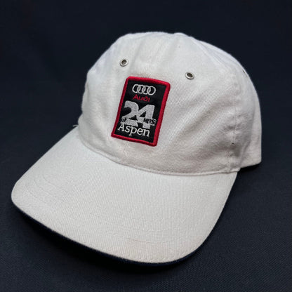 Vintage Audi 24 HRS of Aspen Strapback Hat White Racing Cap