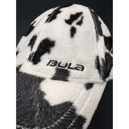 BULA Cow Print Fleece Cap Black White Plush Streetwear Hat