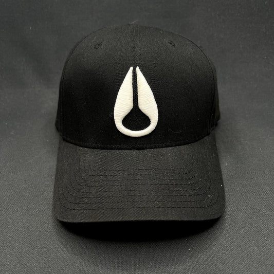 Nixon Watches Flexfit Hat Black White Logo Fitted S/M Cap