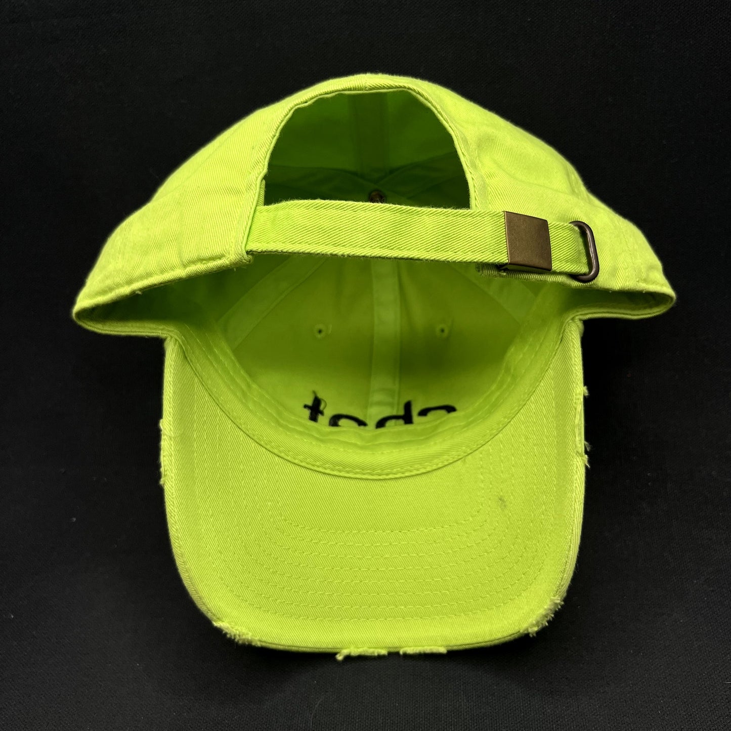 KBETHOS “CHAT” Distressed Strapback Hat Neon Green