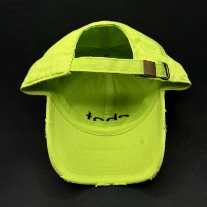 KBETHOS “CHAT” Distressed Strapback Hat Neon Green