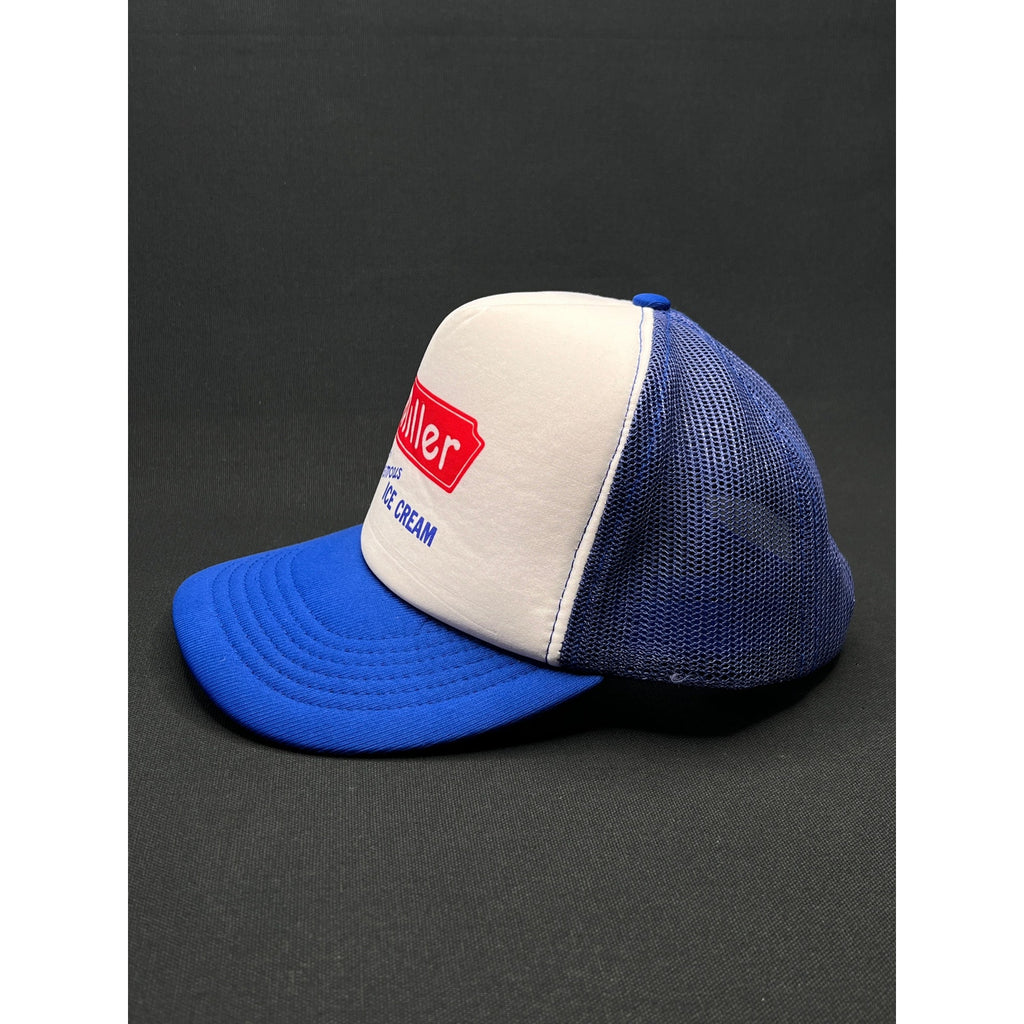 Vintage Miller Famous Ice Cream 80s Mesh Trucker Hat Taiwan R.O.C. Made Snapback