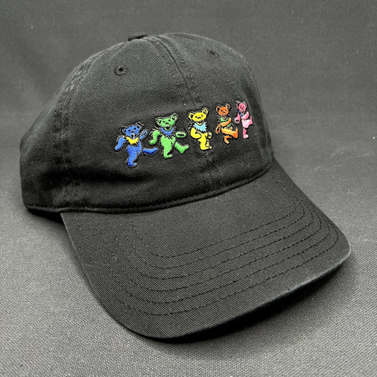 Grateful Dead Dancing Bears Strapback Hat Black Stealie Tag