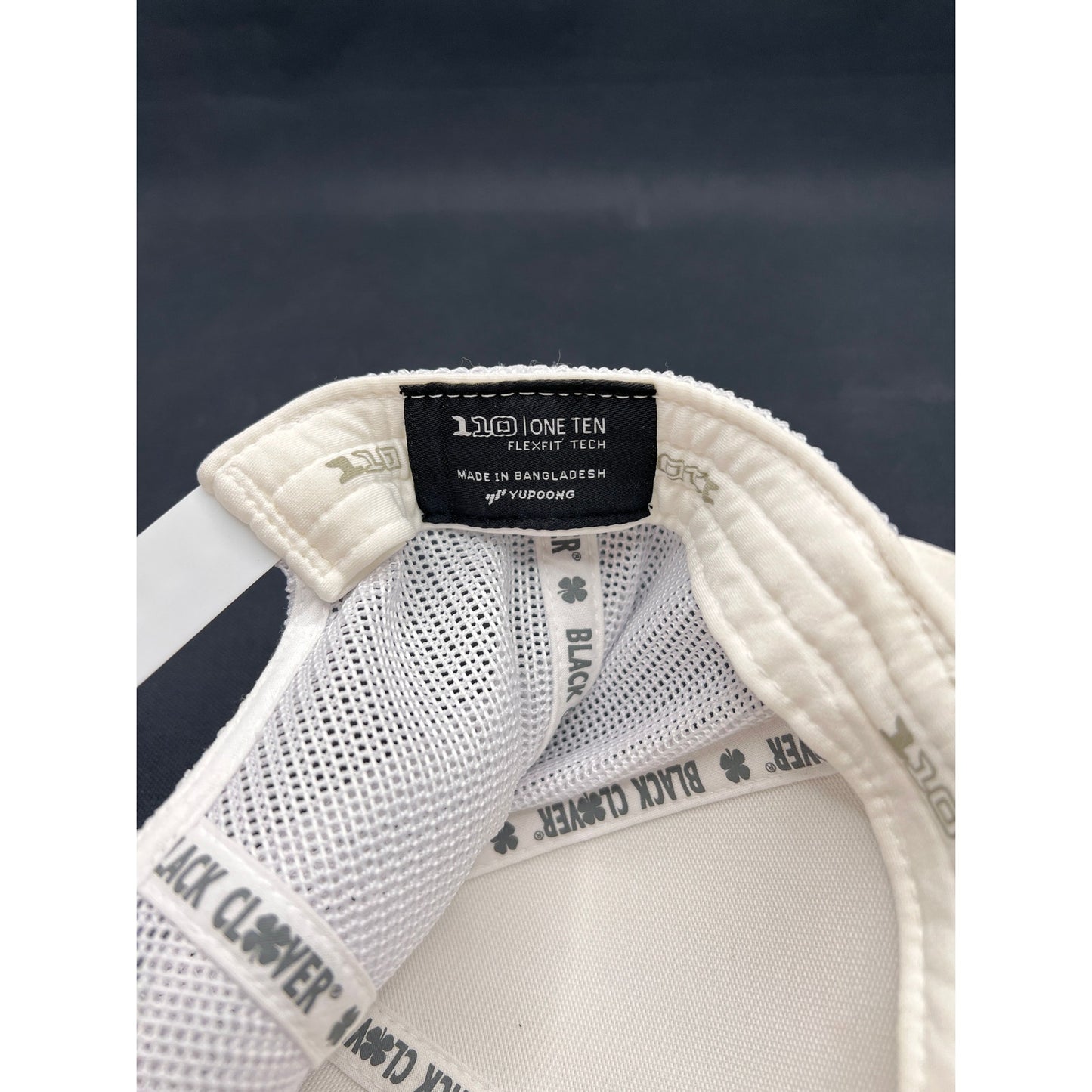 Rare Black Clover Sample Not for Sale Trucker Hat Live Lucky White