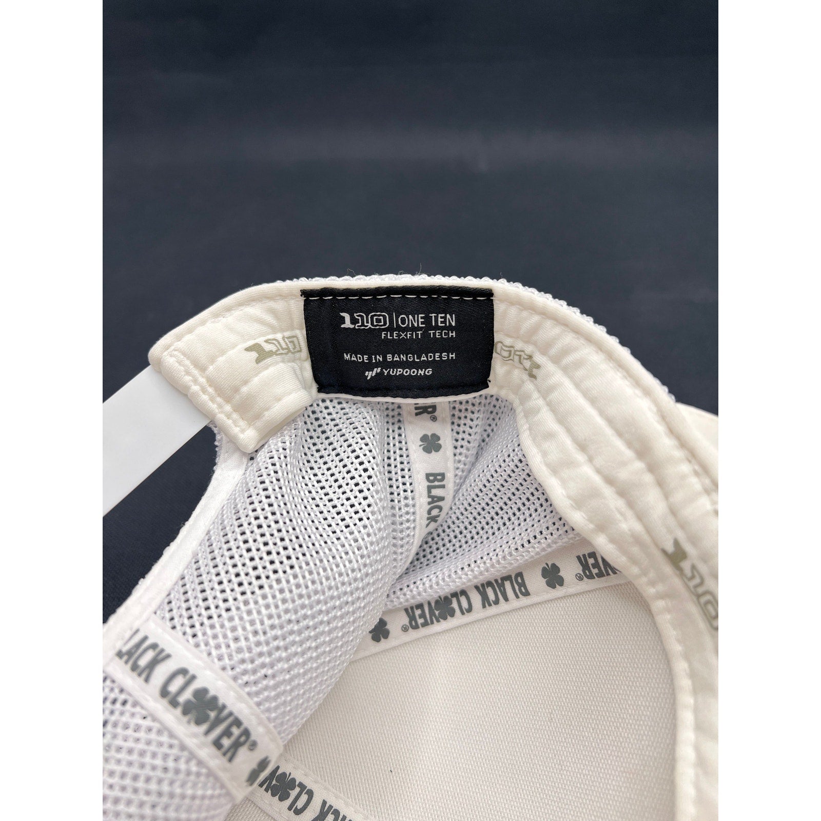 Rare Black Clover Sample Not for Sale Trucker Hat Live Lucky White