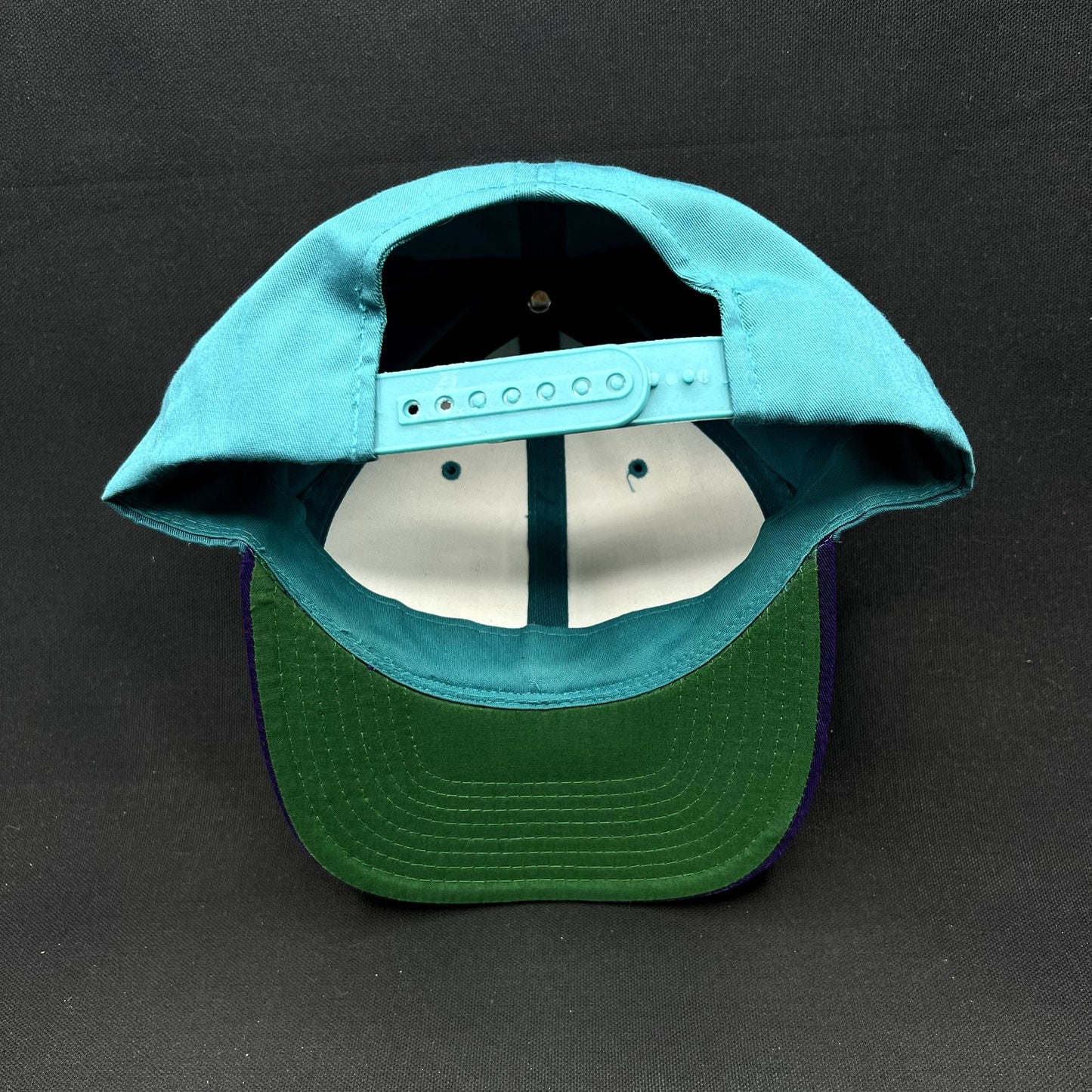 Vintage OMC Snapback Hat Headmaster Teal Purple 90s Outdoor Marine Corp