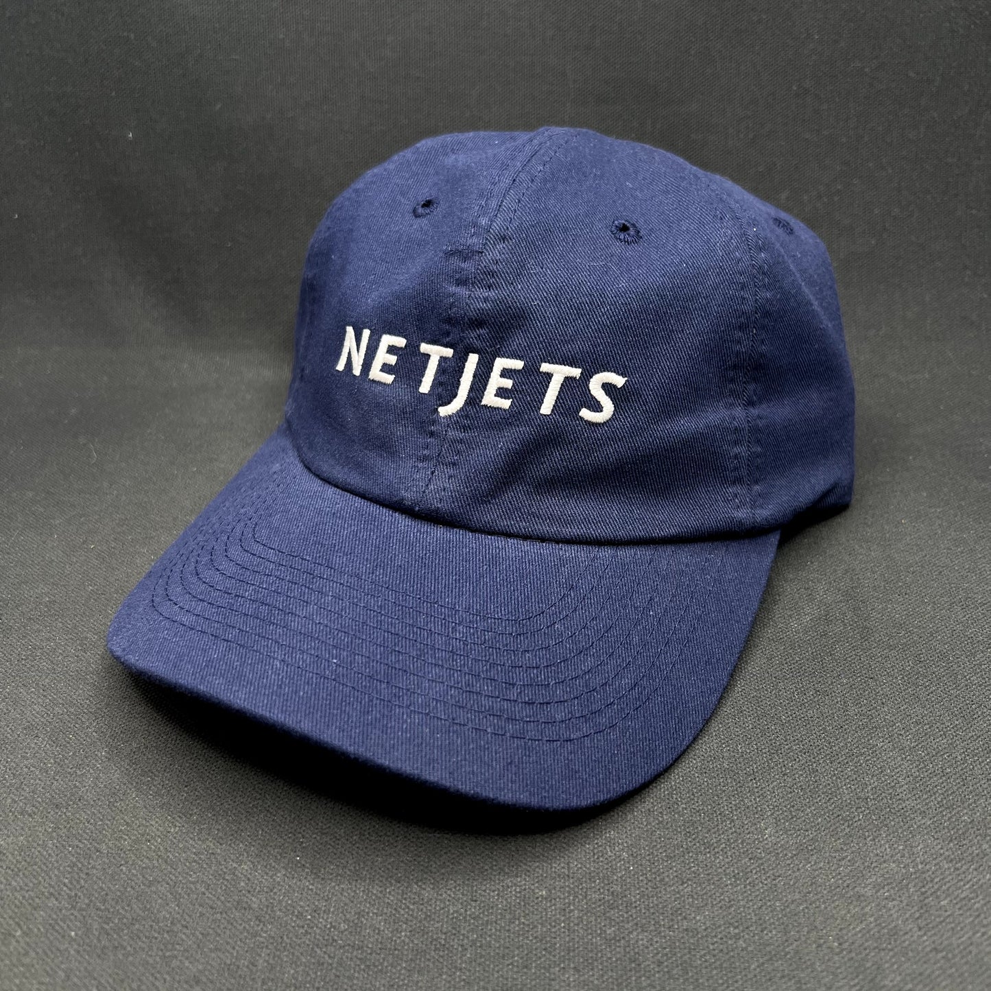 NetJets Private Aviation Leather Strapback Hat Corporate Pilot Jet Cap