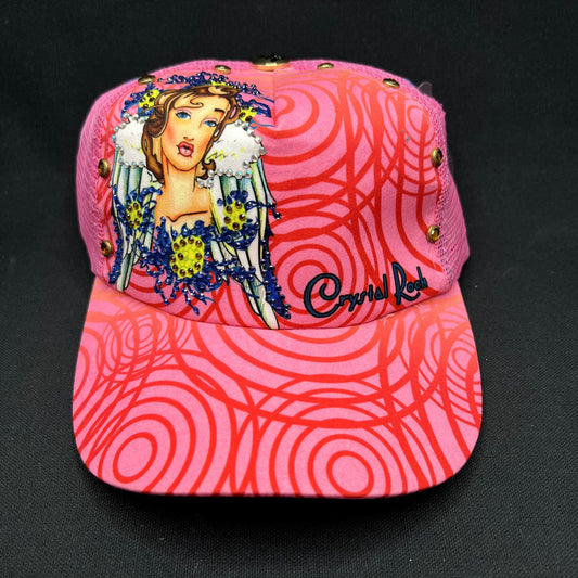 Crystal Rock Christian Audigier Rhinestone Pink Trucker Hat Y2K NWT