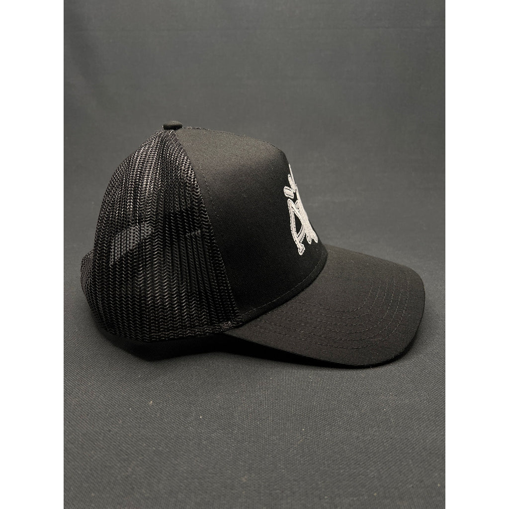 AMP Logo Black Mesh Trucker Hat – Adjustable Snapback