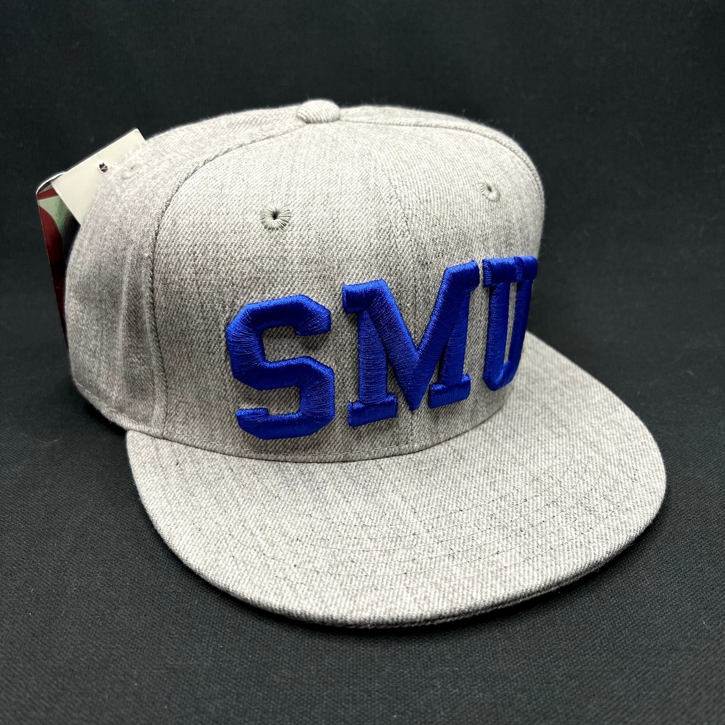 SMU Mustangs Heather Gray Fitted Hat 7 5/8 NCAA W Republic