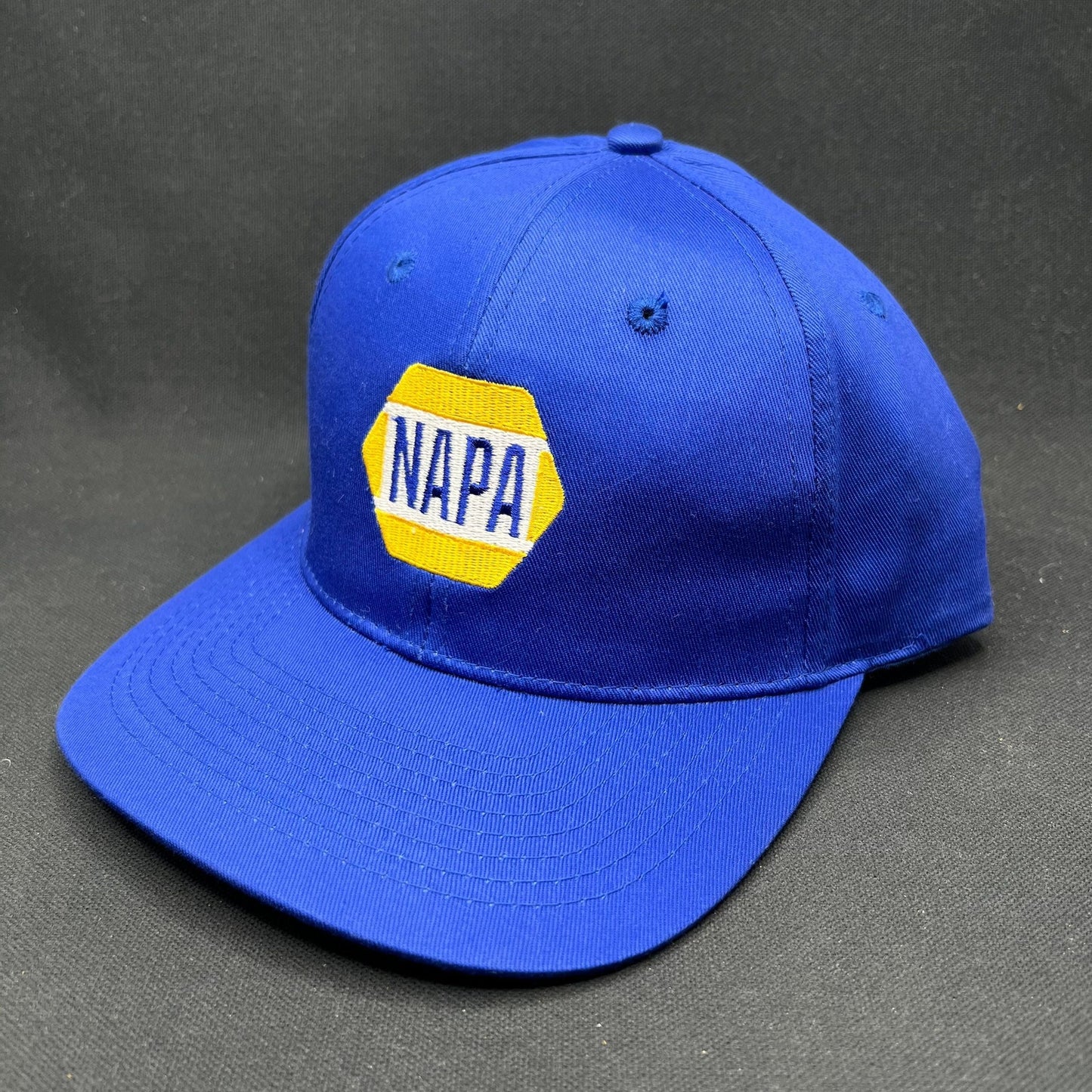 Vintage NAPA Racing Snapback Hat Blue Yellow Logo Auto Parts Cap