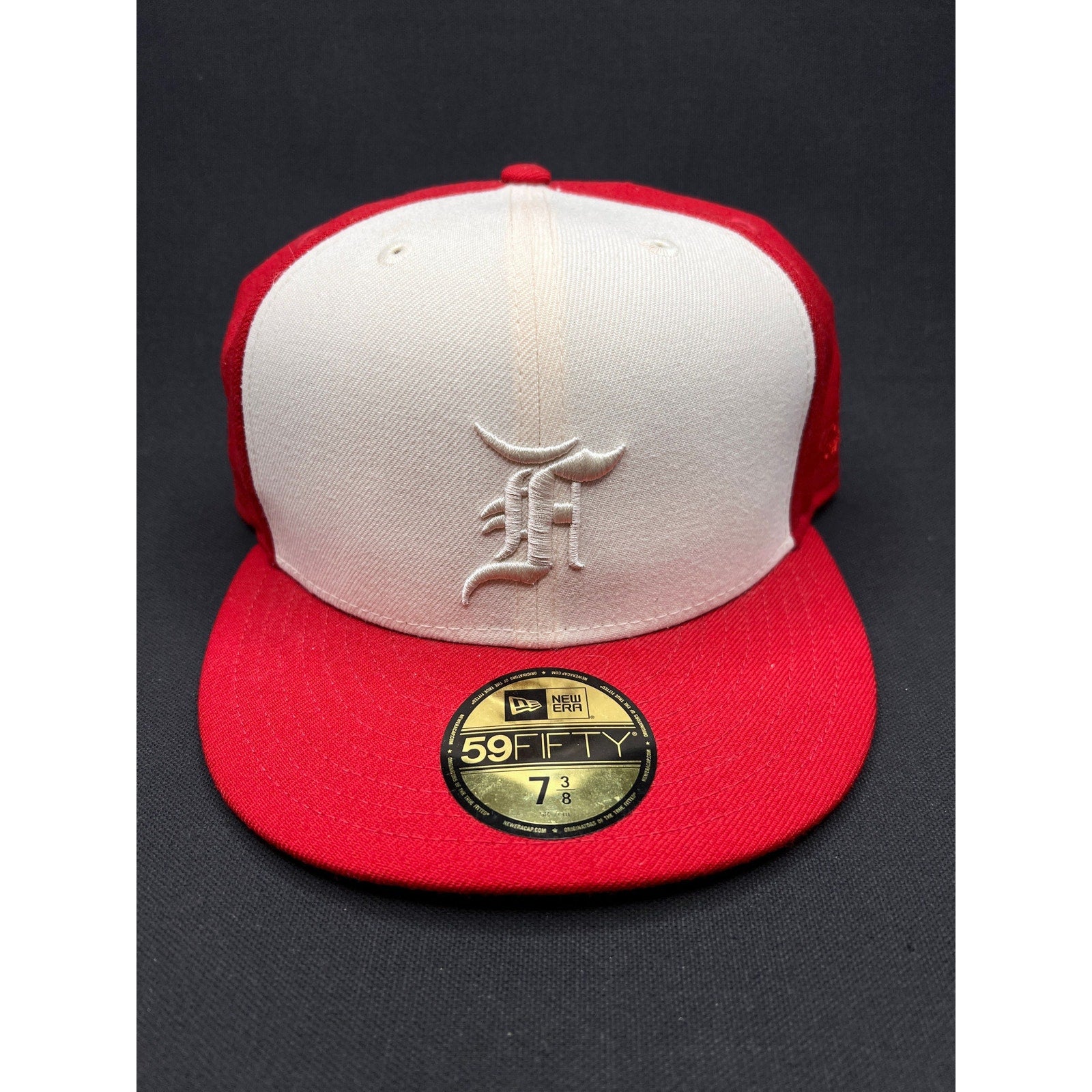 7 3/8 Fear of God Essentials x New Era 59FIFTY Fitted Hat Red White Wool