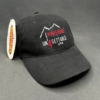 Vintage 2004 Aspen Wintersköl “Un4gettable” Stretch Fit Hat Ink! Coffee Ski Festival Cap S/Ma