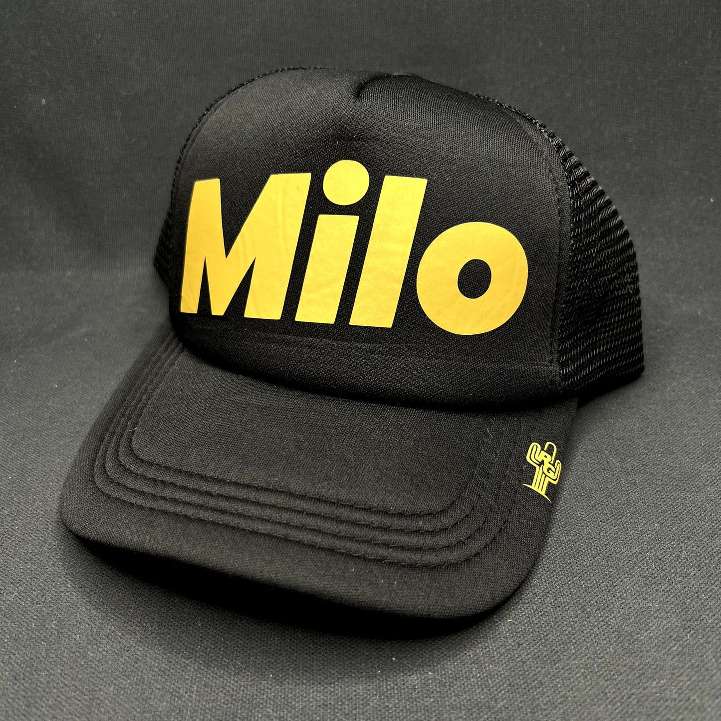 Milo Trucker Snapback Hat Black Yellow Foam Mesh Cap