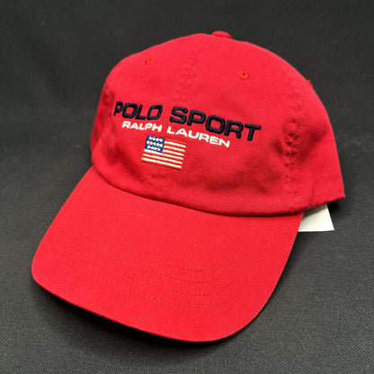 Polo Sport Ralph Lauren USA Flag Strapback Hat Red Spellout Cap