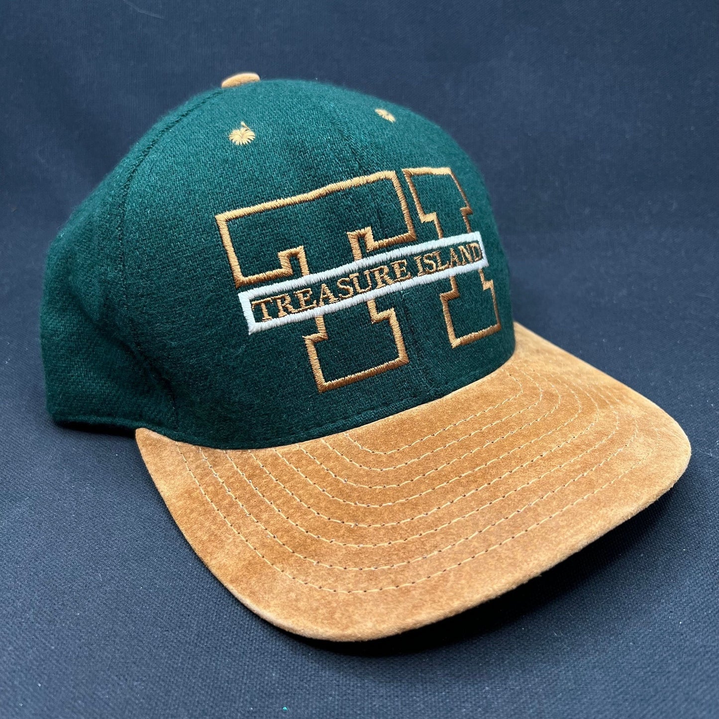 Vintage Treasure Island Las Vegas Snapback Hat Suede Brim