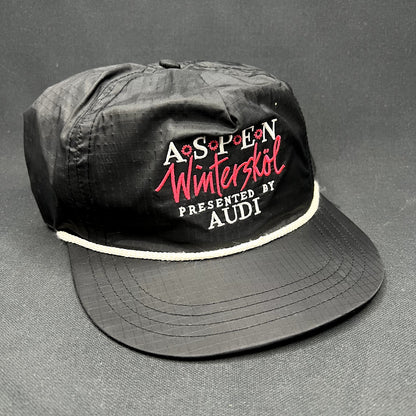 Vintage Aspen Wintersköl Audi Snapback Hat USA Made Ski Festival Cap