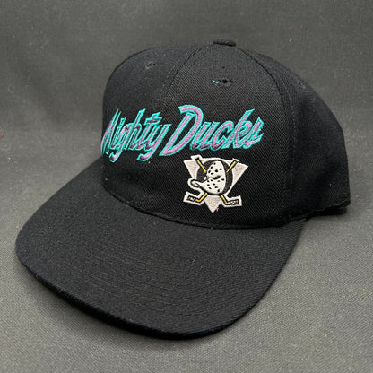 Vintage Anaheim Mighty Ducks Sports Specialties Script Snapback Hat NHL