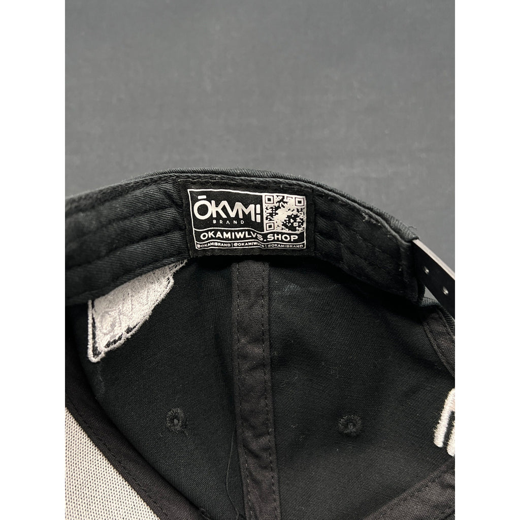 Okami Brand LV Las Vegas LA Flip Black Strapback Hat Streetwear Embroidered Logo