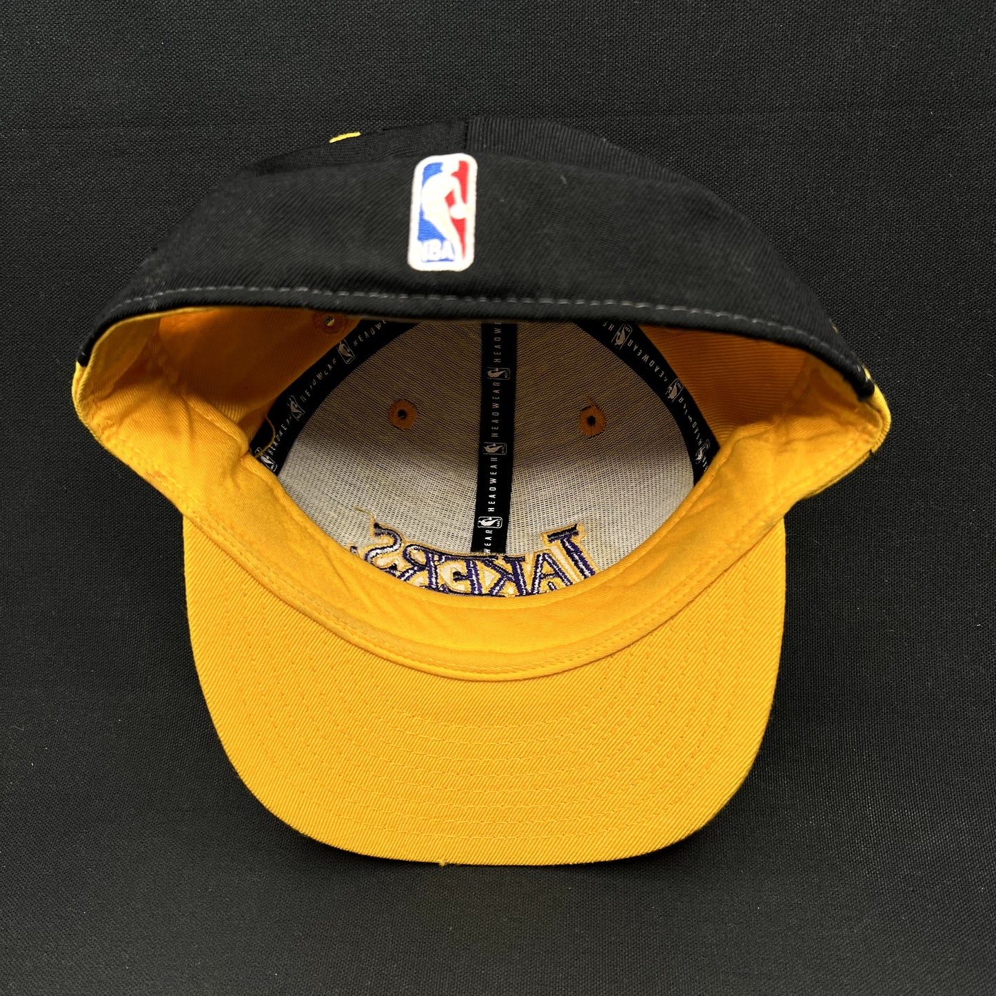 Vintage Reebok Los Angeles Lakers Fitted Hat 7 3/8 NBA Black Gold