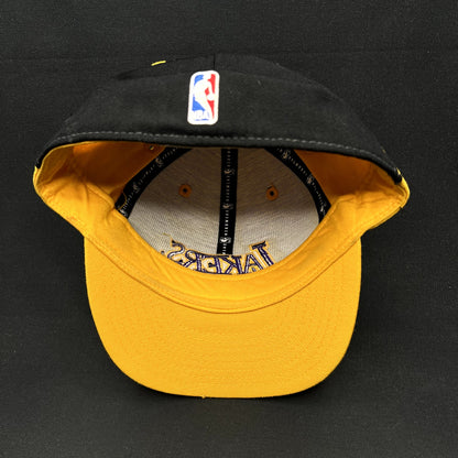 Vintage Reebok Los Angeles Lakers Fitted Hat 7 3/8 NBA Black Gold