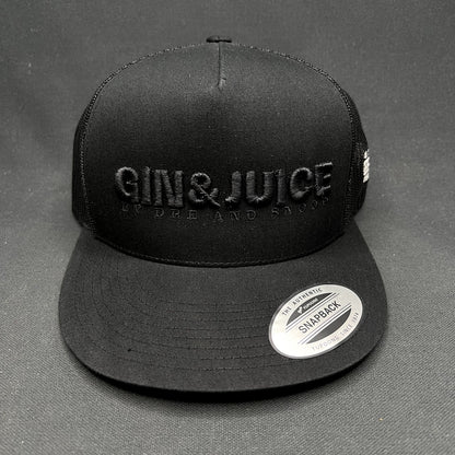 Gin & Juice Trucker Snapback Hat Black Yupoong Mesh Cap