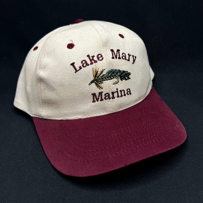 Vintage Lake Mary Marina Fishing Fly Snapback Hat KC USA