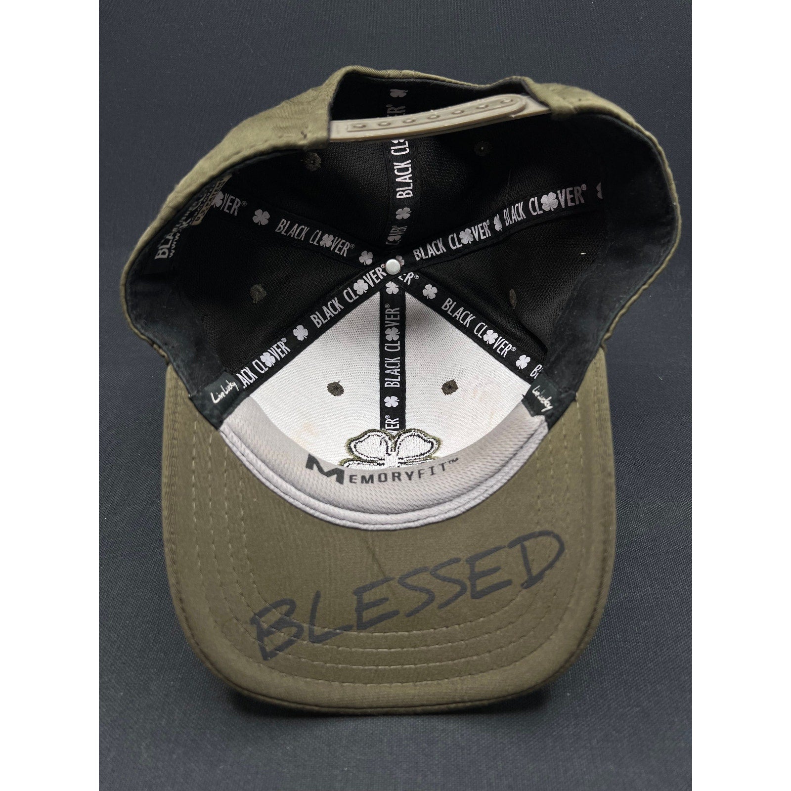 Rare Black Clover Blessed Tony Robbins Hat Olive Black 4 Leaf Snapback 2023
