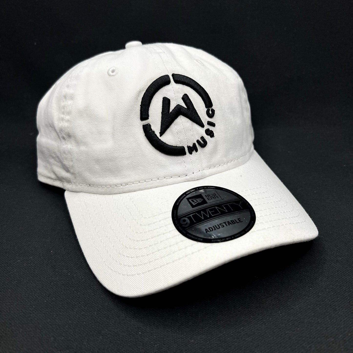 Music Logo New Era 9TWENTY Strapback Hat White Black Dad Cap