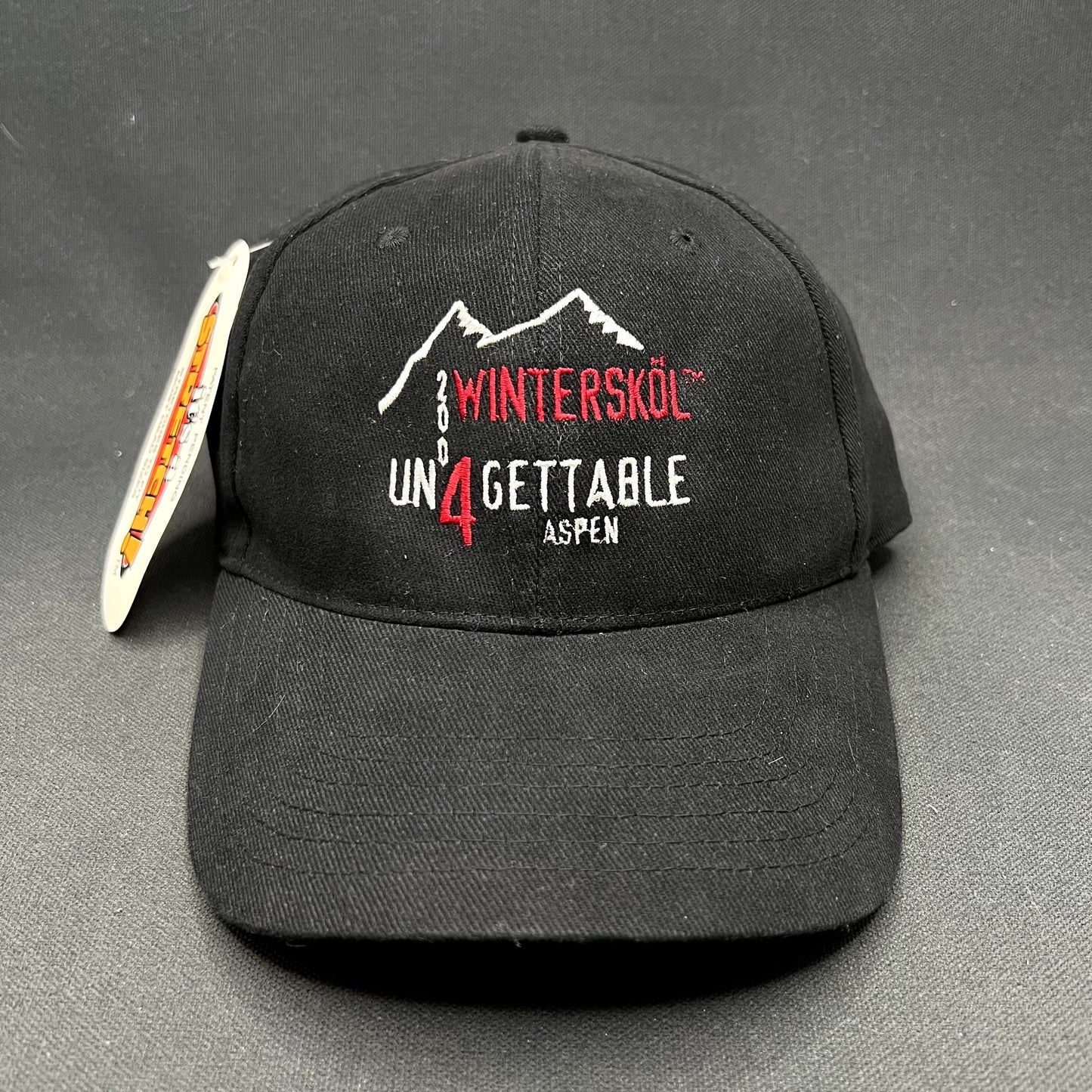 Vintage 2004 Aspen Wintersköl “Un4gettable” Stretch Fit Hat Ink! Coffee Ski Festival Cap S/Ma