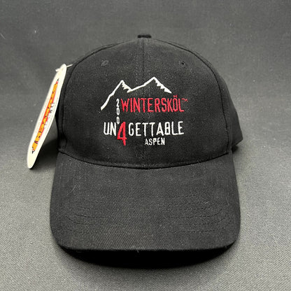 Vintage 2004 Aspen Wintersköl “Un4gettable” Stretch Fit Hat Ink! Coffee Ski Festival Cap S/Ma